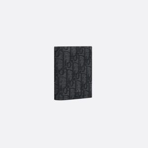 DIOR Vertical Bifold Wallet Black Oblique Jacquard