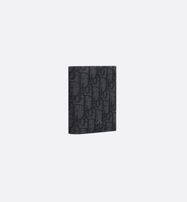DIOR Vertical Bifold Wallet Black Oblique Jacquard