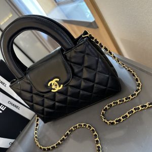 Shiny Aged Calfskin Coral Mini Kelly Shopping Bag