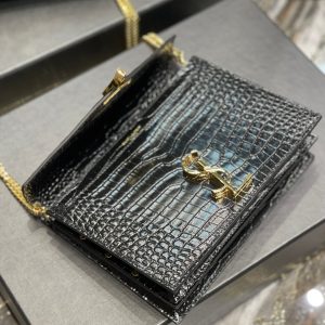 YSL Cassandra Medium Chain Bag In crocodile Embossed Shiny Leather