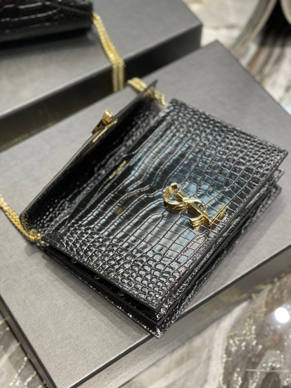 YSL Cassandra Medium Chain Bag In crocodile Embossed Shiny Leather