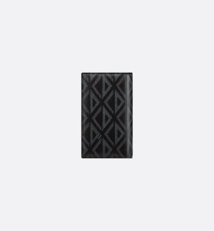 DIOR Long Bifold Card Holder  Black CD Diamond Canvas