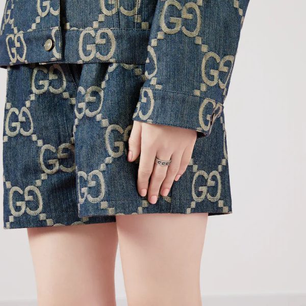 GUCCI SILVER RING WITH SQUARE G