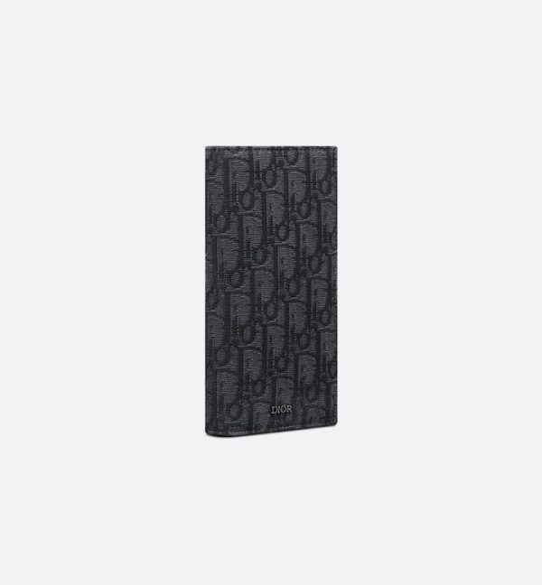 DIOR Vertical Long Wallet Black Oblique Jacquard