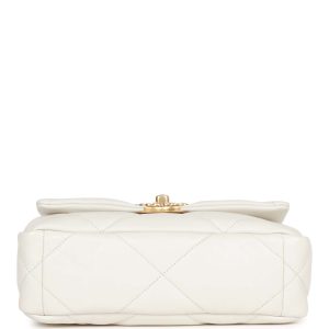 Medium 19 Flap Bag White Calfskin Mixed Hardware