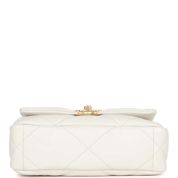 Medium 19 Flap Bag White Calfskin Mixed Hardware