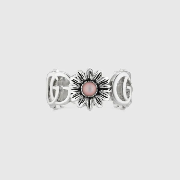 GUCCI DOUBLE G MOTHER OF PEARL RING