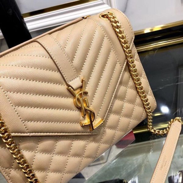 YSL  ENVELOPE MEDIUM BAG IN MIX MATELASSÉ GRAIN DE POUDRE EMBOSSED LEATHER