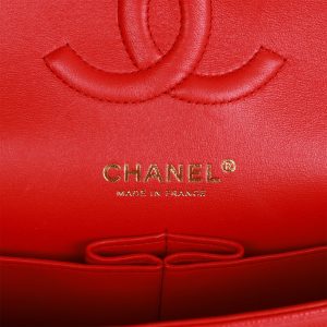 Medium Classic Double Flap Bag Red Caviar Light Gold Hardware