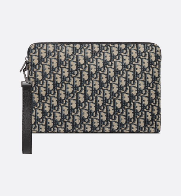 DIOR Pouch Beige and black Oblique jacquard