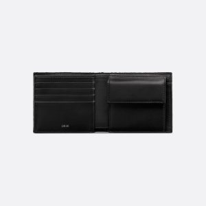 DIOR Compact Wallet Black Oblique Jacquard