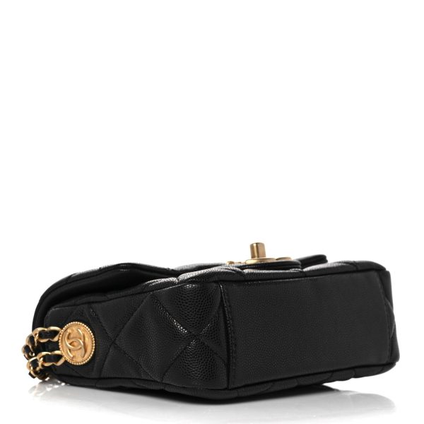 CHANEL Caviar Quilted Mini Twist Your Buttons Flap Black