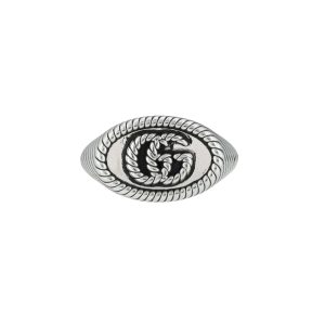 GUCCI INTERLOCKING G CHEVALIER RING IN SILVER