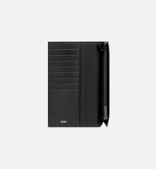 DIOR Vertical Long Wallet Black Oblique Jacquard