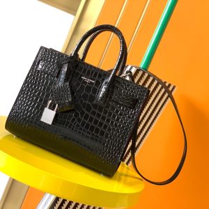 YSL Classic Sac De Jour Nano  In Crocodile Shiny Embossed Leather