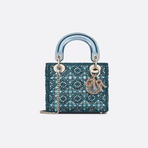Metallic Lambskin and Celestial Blue Satin Embroidered with Beads
