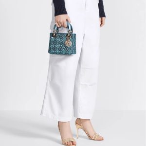 Metallic Lambskin and Celestial Blue Satin Embroidered with Beads