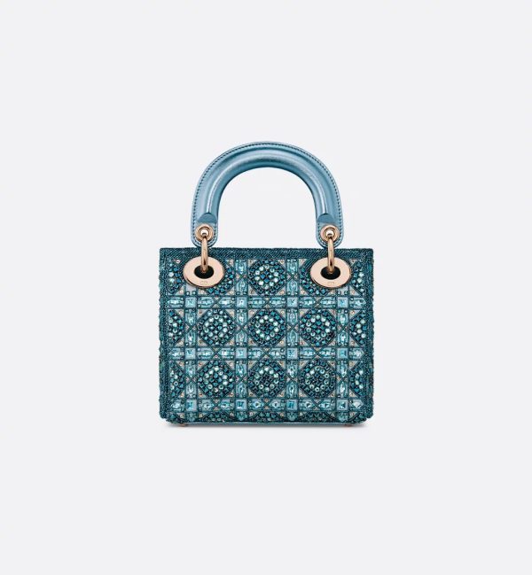 Metallic Lambskin and Celestial Blue Satin Embroidered with Beads