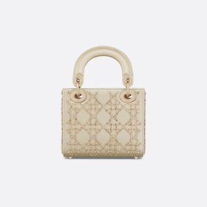 Platinum-Tone Metallic Cannage Lambskin with Beaded Embroidery