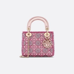 Metallic Lambskin and Rose des Vents Satin Embroidered with Beads