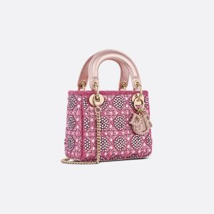 Metallic Lambskin and Rose des Vents Satin Embroidered with Beads