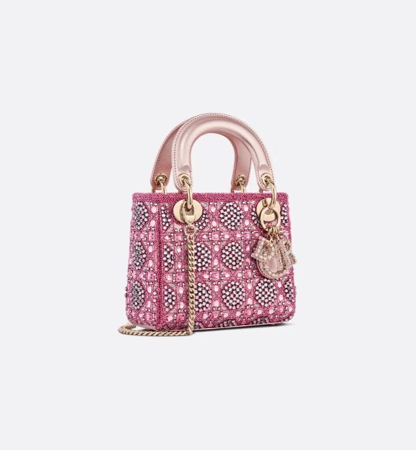 Metallic Lambskin and Rose des Vents Satin Embroidered with Beads