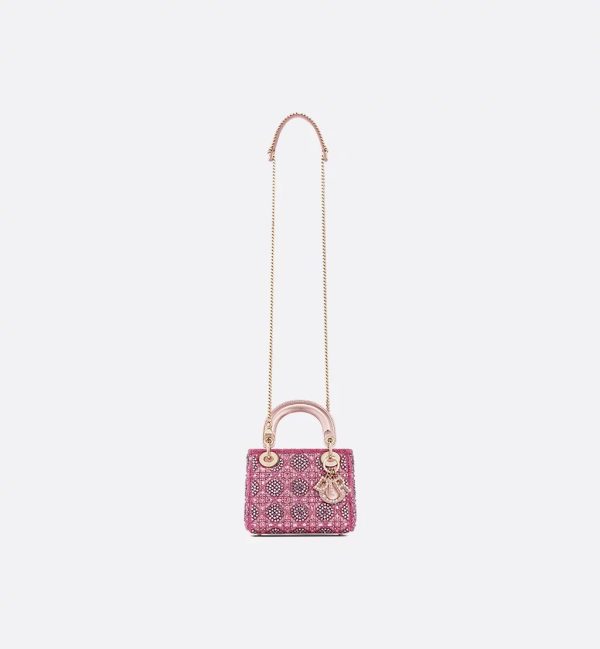 Metallic Lambskin and Rose des Vents Satin Embroidered with Beads