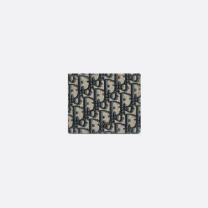 DIOR Wallet  Beige and Black Oblique Jacquard