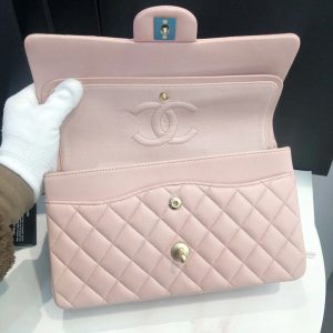 Chanel Medium Classic Double Flap Light Pink Caviar Light Gold Hardware