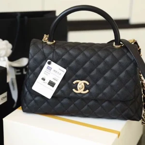Chanel Large Flap Bag With Top Handle Black For Women, Womens Handbags, Shoulder And Crossbody Bags 11in/28cm A92991