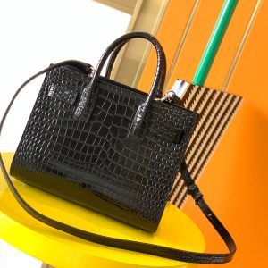 YSL Classic Sac De Jour Nano  In Crocodile Shiny Embossed Leather