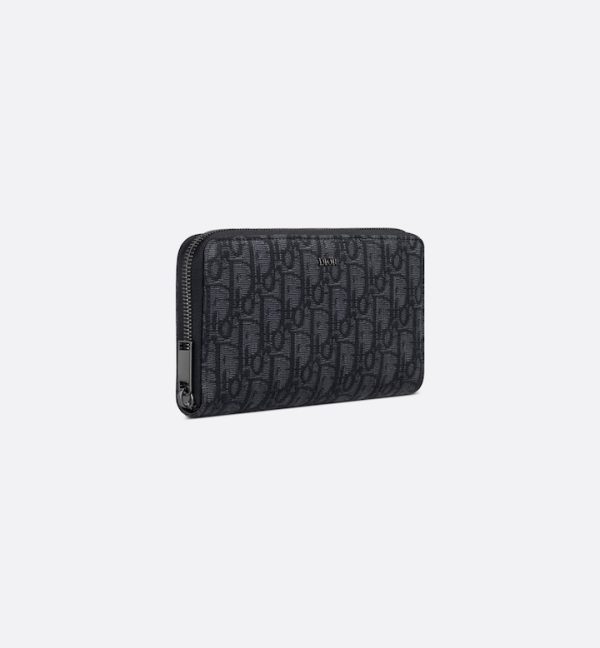 DIOR Zipped Long Wallet  Black Oblique Jacquard