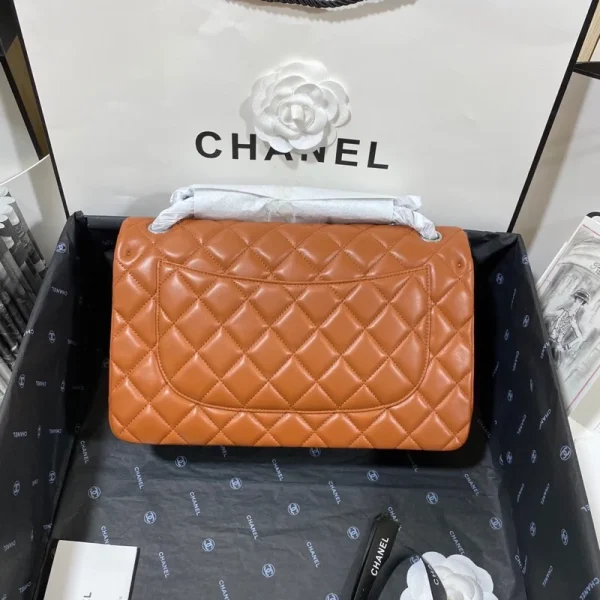 Chanel Large Classic Handbag Silver Hardware Brown For Women, Women's Handbags, Shoulder Bags 11.8in/30cm