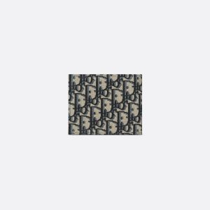 DIOR Compact Wallet Beige and Black Oblique Jacquard