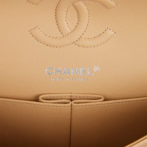 Small Classic Double Flap Bag Beige Caviar Silver Hardware