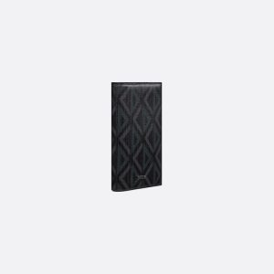 DIOR Long Bifold Card Holder  Black CD Diamond Canvas