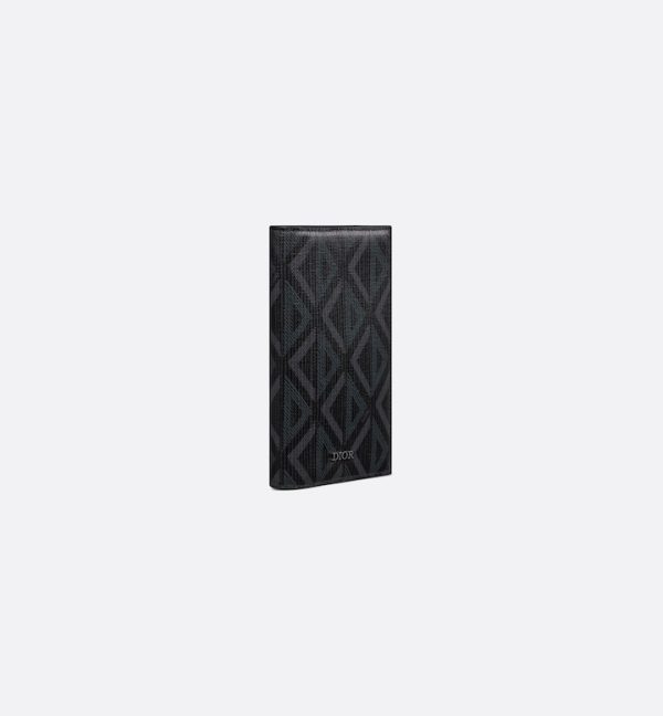 DIOR Long Bifold Card Holder  Black CD Diamond Canvas