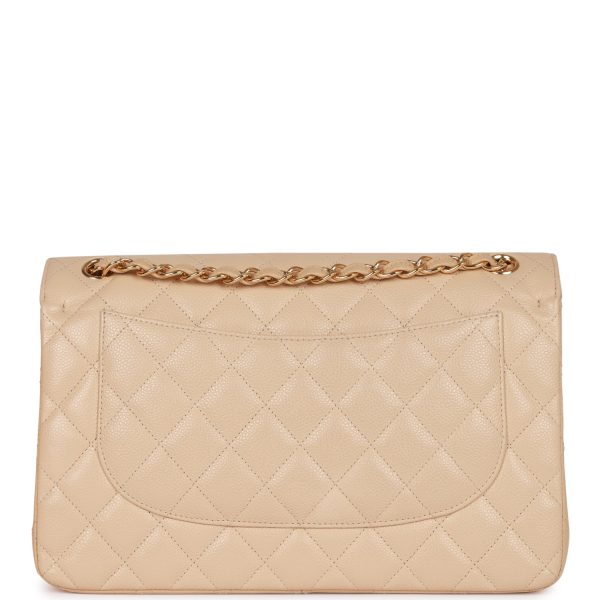 Jumbo Classic Double Flap Bag Beige Caviar Gold Hardware