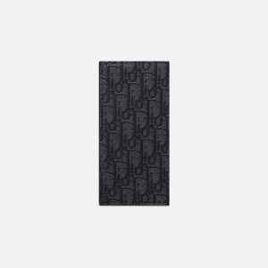 DIOR Vertical Long Wallet Black Oblique Jacquard