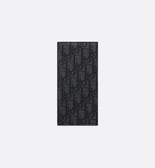 DIOR Vertical Long Wallet Black Oblique Jacquard