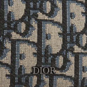 DIOR Card Holder Beige and Black Oblique Jacquard with Black Grained Calfskin