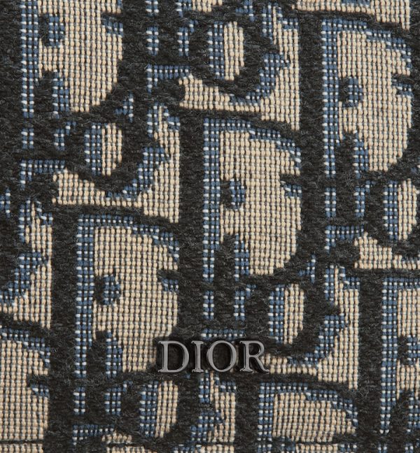 DIOR Card Holder Beige and Black Oblique Jacquard with Black Grained Calfskin