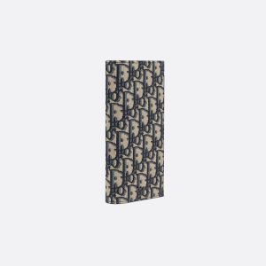 DIOR Vertical Long Wallet  Beige and Black Oblique Jacquard