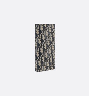 DIOR Vertical Long Wallet  Beige and Black Oblique Jacquard