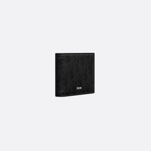 DIOR Bifold Wallet  Black Oblique Galaxy Leather