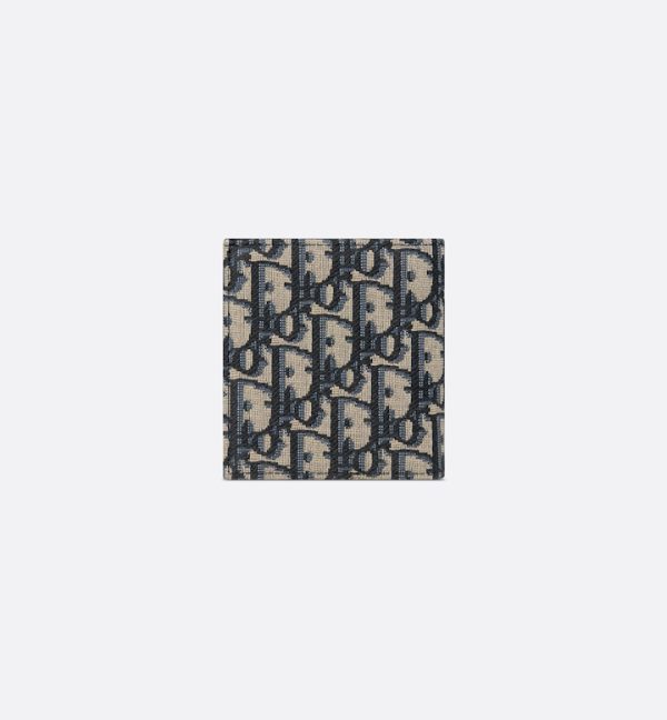 DIOR Vertical Bifold Wallet Beige and Black Oblique Jacquard