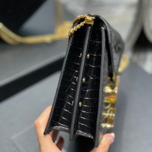 YSL Cassandra Medium Chain Bag In crocodile Embossed Shiny Leather