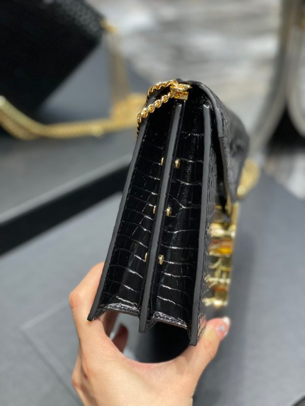 YSL Cassandra Medium Chain Bag In crocodile Embossed Shiny Leather