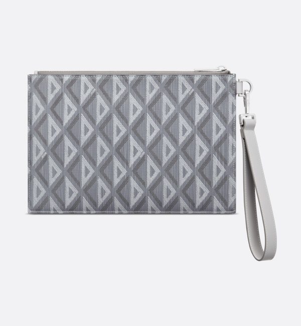DIOR A5 Pouch Gray Diamond Canvas