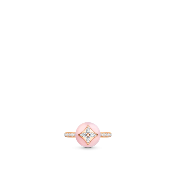 Louis Vuitton B Blossom Ring, Pink Gold, White Gold, Pink Opal And Pave Diamond